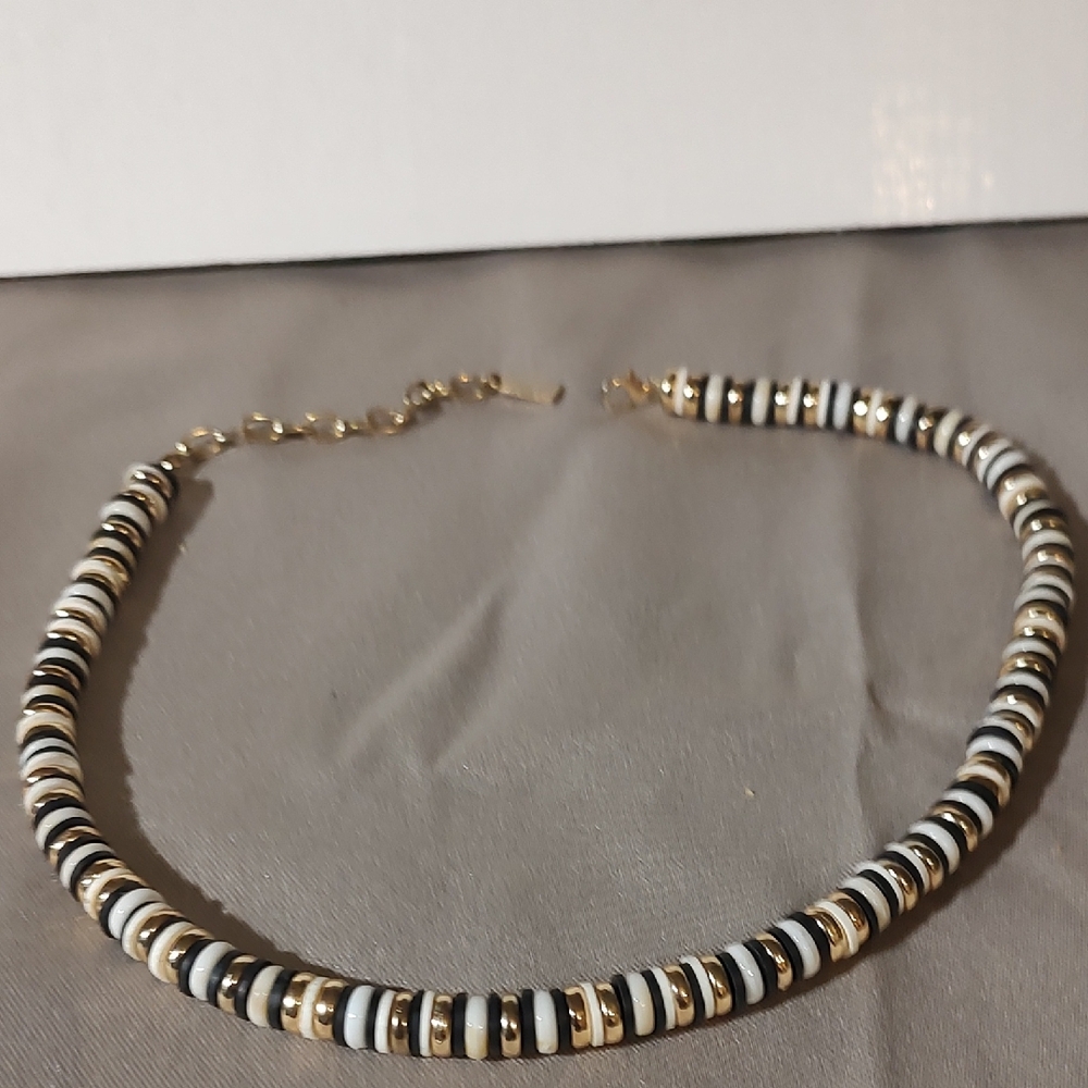 Elegant Gold and Black Beaded Necklace